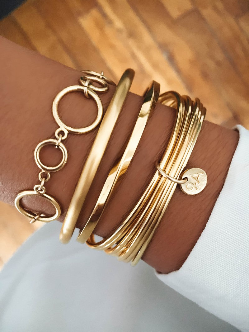 Jonc semainier Antilope acier inoxydable femme doré 24 carats-9Avril